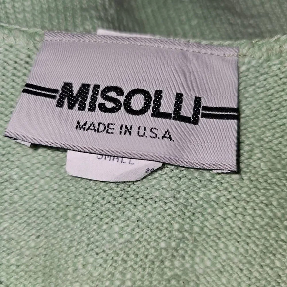 Vintage Misolli Womens Green Knit V Neck Sweater Small - Picture 4 of 5